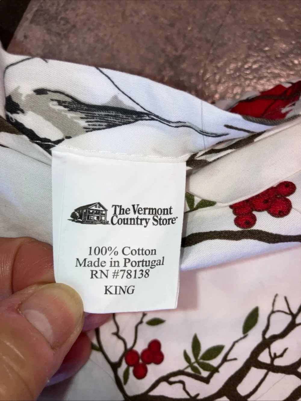 Cardinal & Chickadee Cotton King Set From The  Vermont Country Store